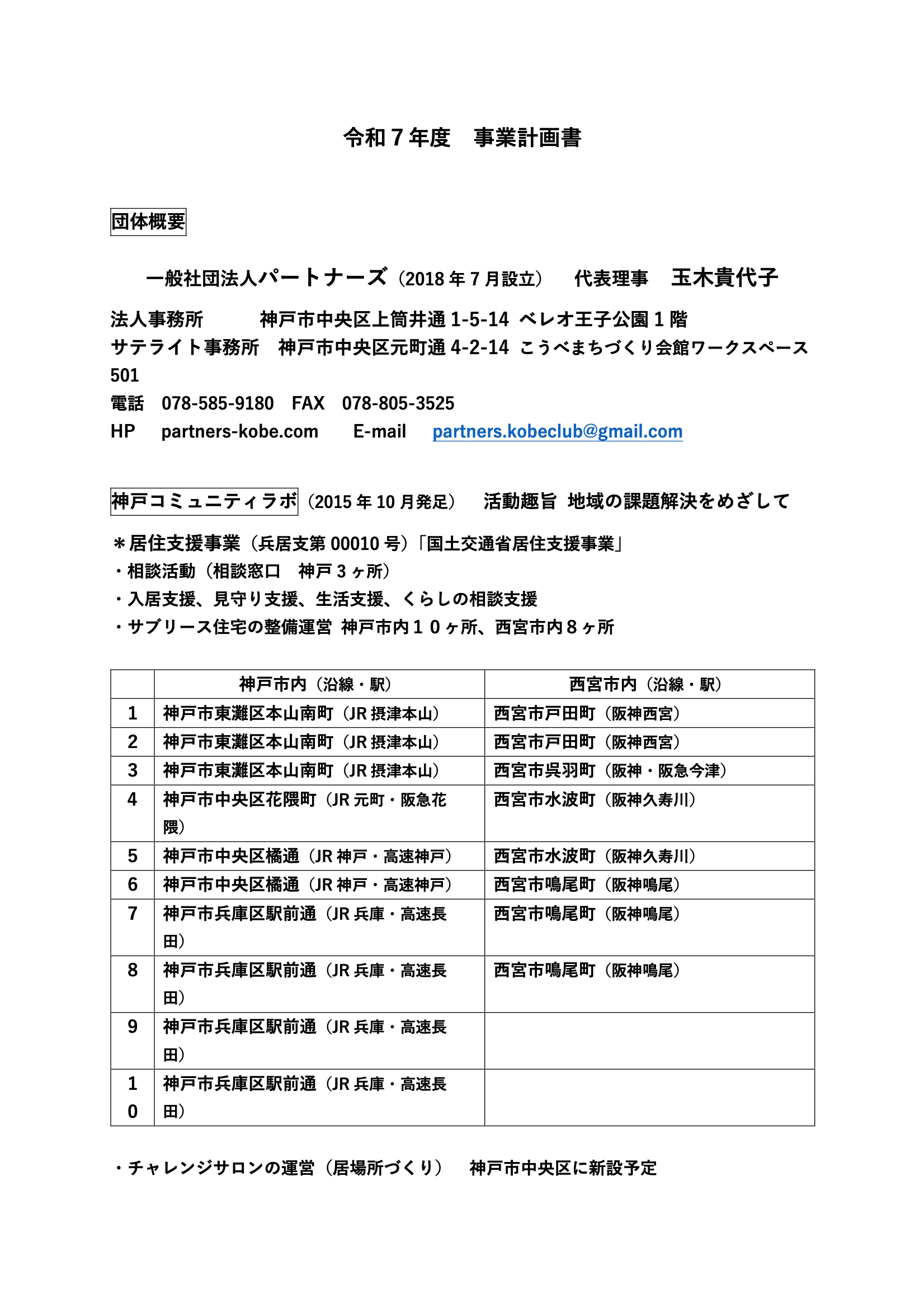 令和7年度 事業計画書のチラシ